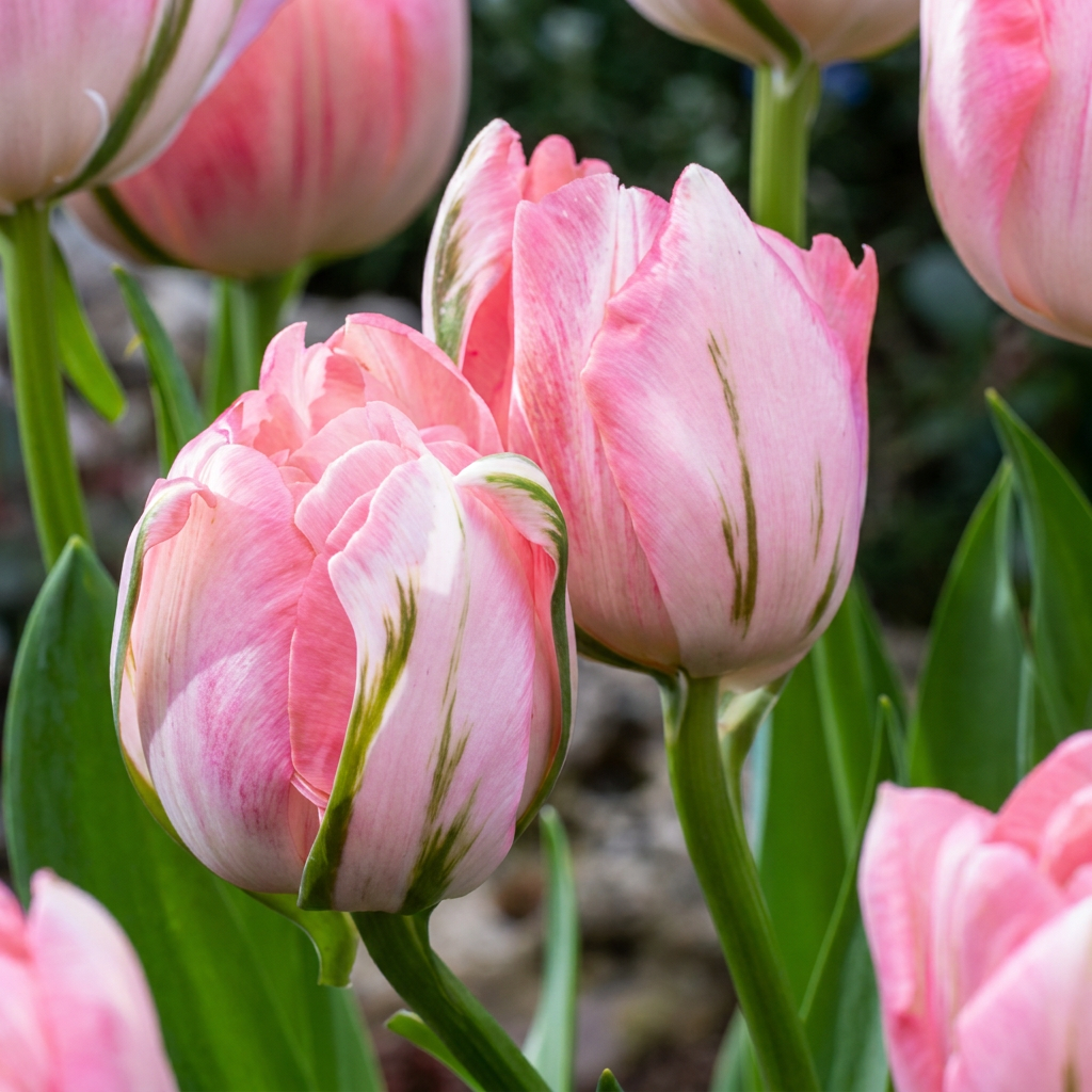 Tulipa Double Pink in flower, peony-like, many-petalled blooms, 96-bulb pack for Irish gardens