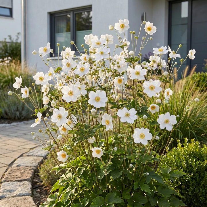 24x Anemone hybrida 'Honorine Jobert' Japanese Anemone - White - 11cm Pot - 15-25cm