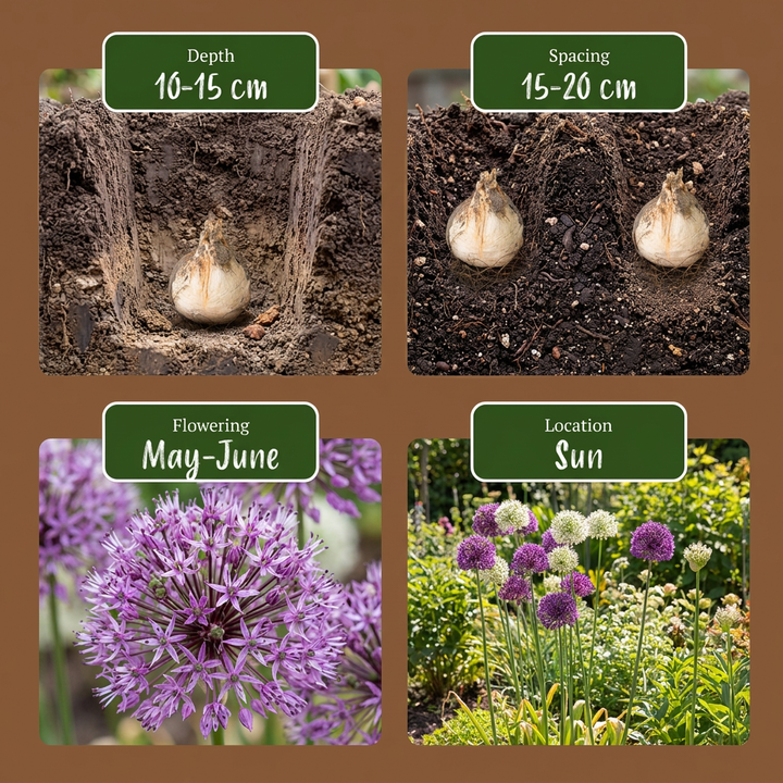 320x Allium Purple Bulbs - Purple and White - Summer Flowering - Size 10/12