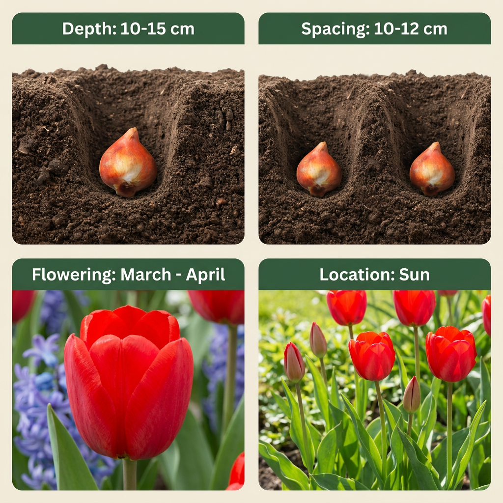 120x Tulipa Triumph Tulip Bulbs - Red - Spring Flowering - Size 11/12