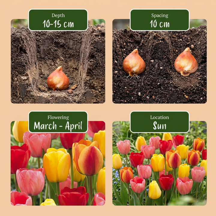 320x Tulipa Darwin Hybrid Mix Bulbs - Mixed - Spring Flowering - Size 10/12