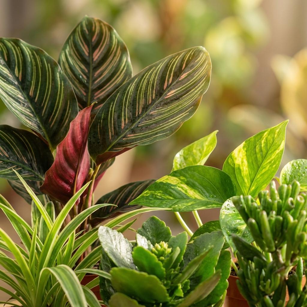 Green Second Chance Box of 12 houseplants in seagrass baskets