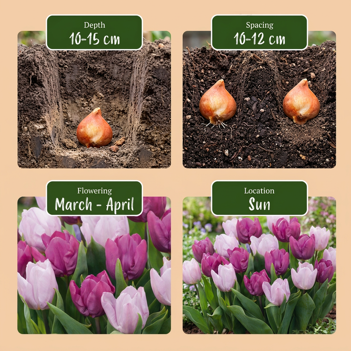 320x Tulipa Prince Mix Bulbs - Mixed - Spring Flowering - Size 11/16
