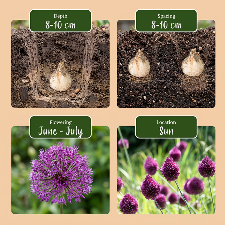 800x Allium sphaerocephalon (Drumstick Allium) Bulbs - Purple - Summer Flowering - Size 5/6
