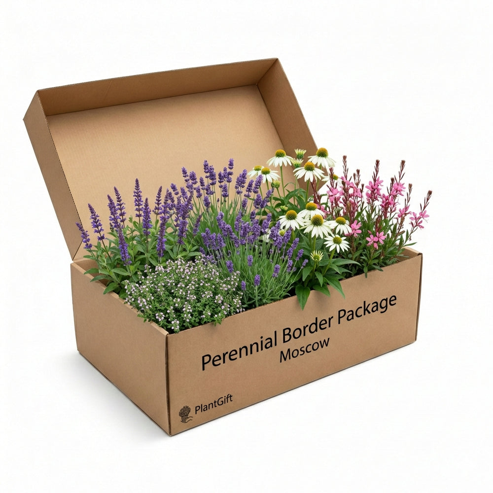 Healthy foliage and strong roots close-up of Perennial Border Package Moscow